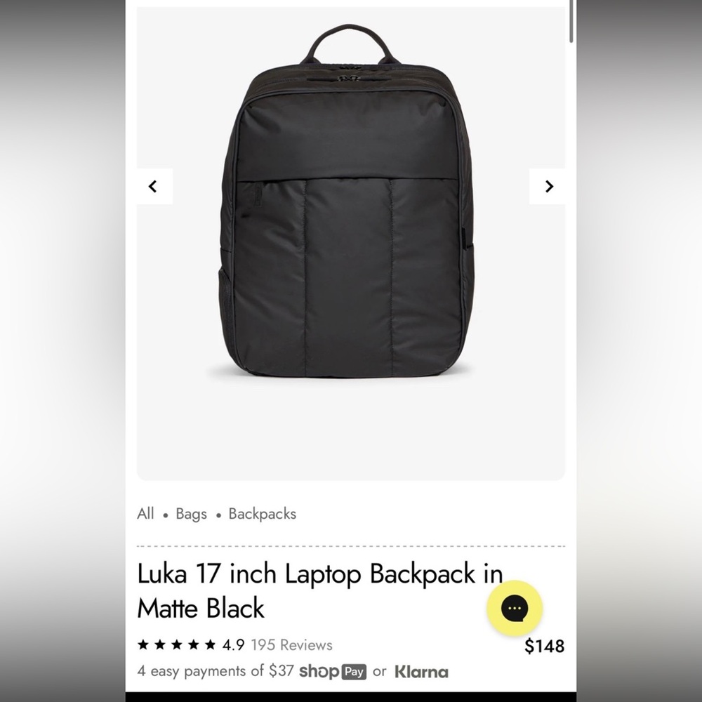 Luka 17 Inch Laptop Backpack in Matte Black